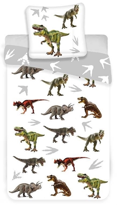 Dinosaurer sengetøj 140x200 cm - 2 i 1 design - 100% bomuld